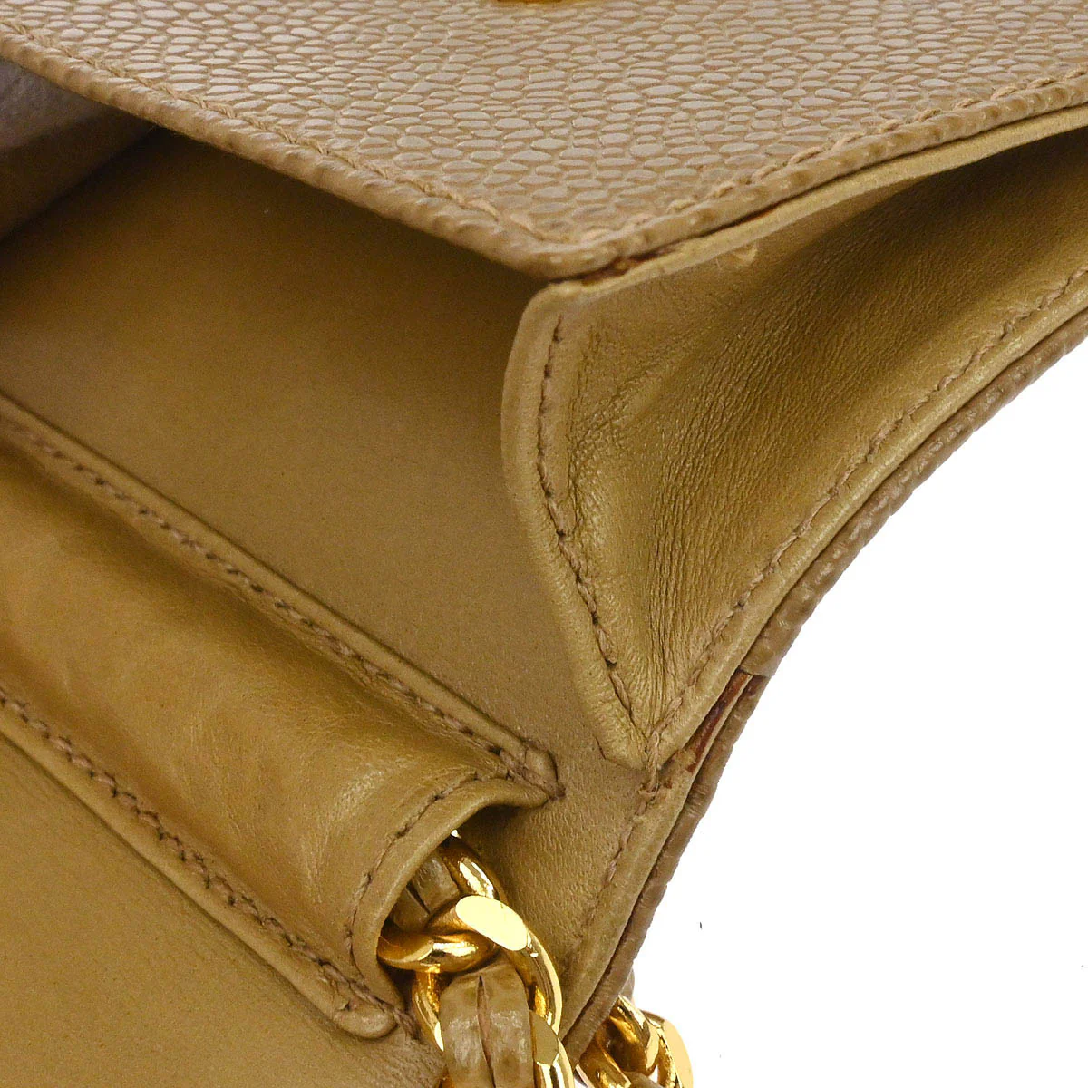 Chanel 1996-1997 Beige Caviar Skin Chain Shoulder Bag Pochette Phone Case - Image 11