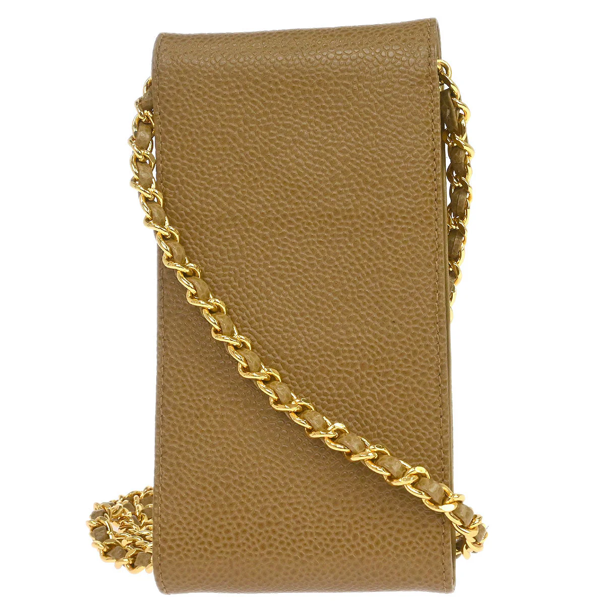 Chanel 1996-1997 Beige Caviar Skin Chain Shoulder Bag Pochette Phone Case - Image 2