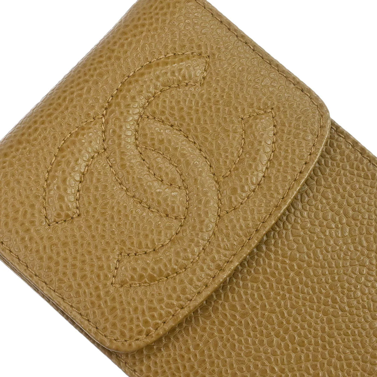 Chanel 1996-1997 Beige Caviar Skin Chain Shoulder Bag Pochette Phone Case - Image 6