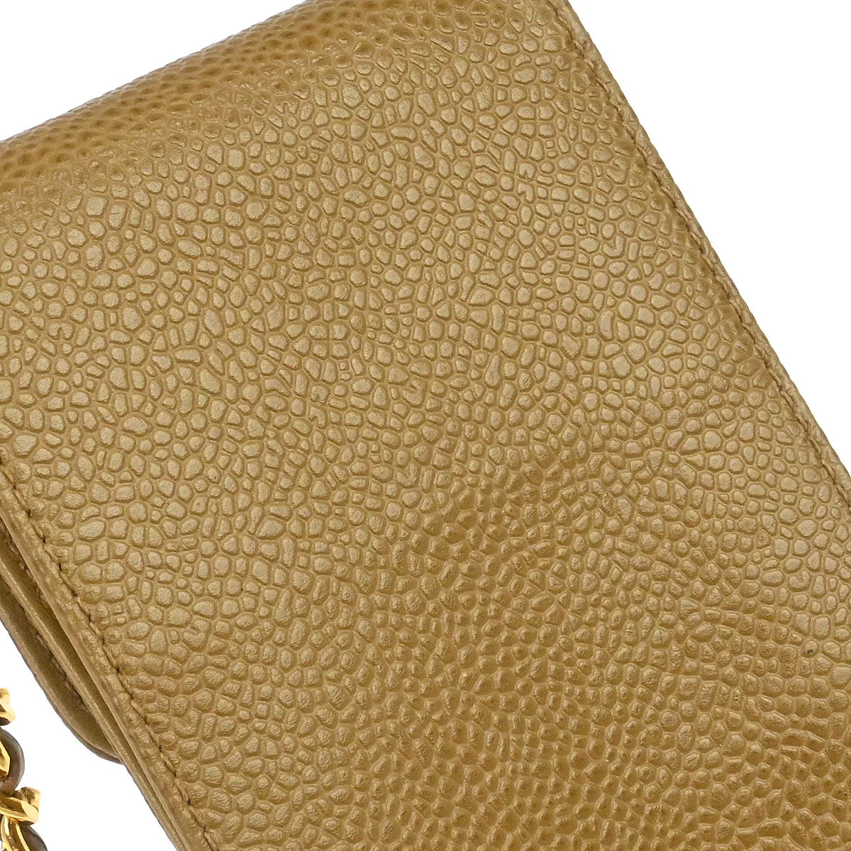 Chanel 1996-1997 Beige Caviar Skin Chain Shoulder Bag Pochette Phone Case - Image 7