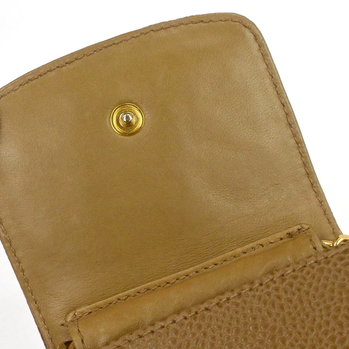 Chanel 1996-1997 Beige Caviar Skin Chain Shoulder Bag Pochette Phone Case - Image 9