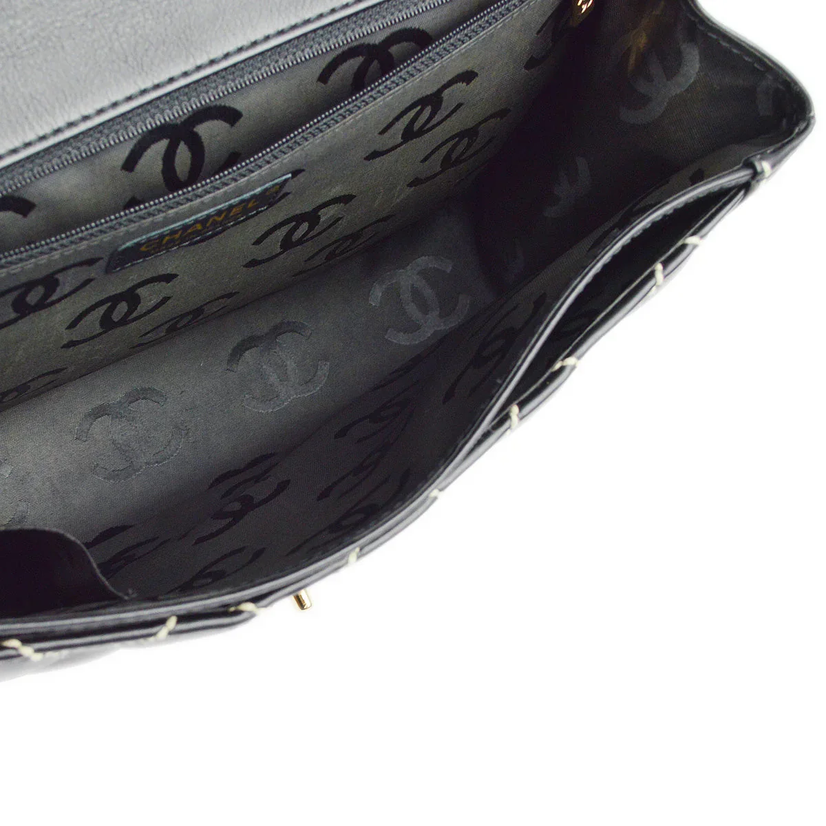 Chanel 2004-2005 Black Calfskin Wild Stitch Handbag - Image 8