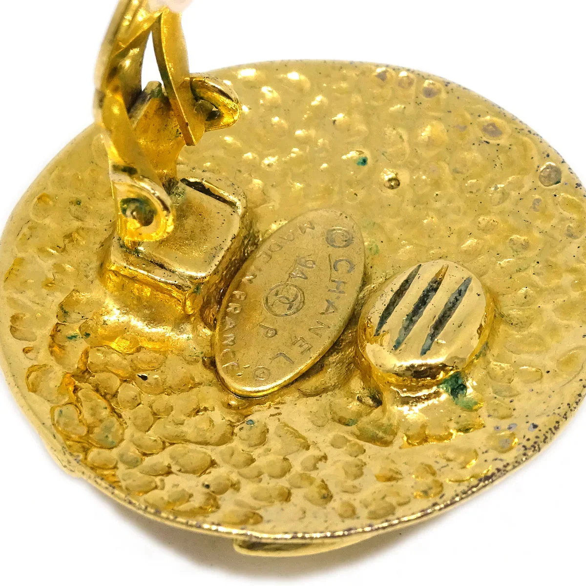 Chanel Button Earrings Clip-On Gold 94P - Image 4
