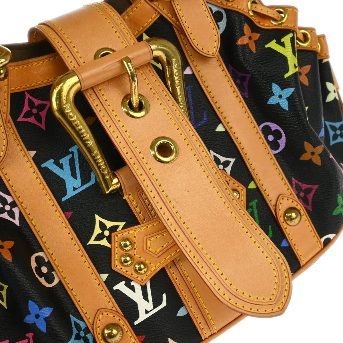 Louis Vuitton 2004 Black Monogram Multicolor Theda PM Handbag M92346 - Image 5