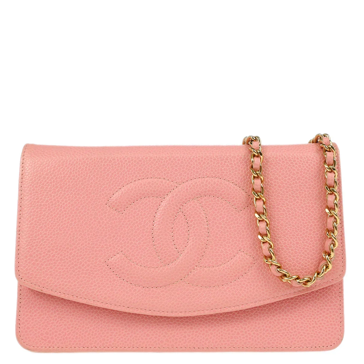 Chanel 2005-2006 Pink Caviar Timeless WOC Chain Shoulder Wallet Bag