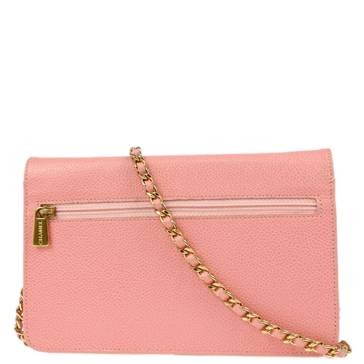 Chanel 2005-2006 Pink Caviar Timeless WOC Chain Shoulder Wallet Bag - Image 2
