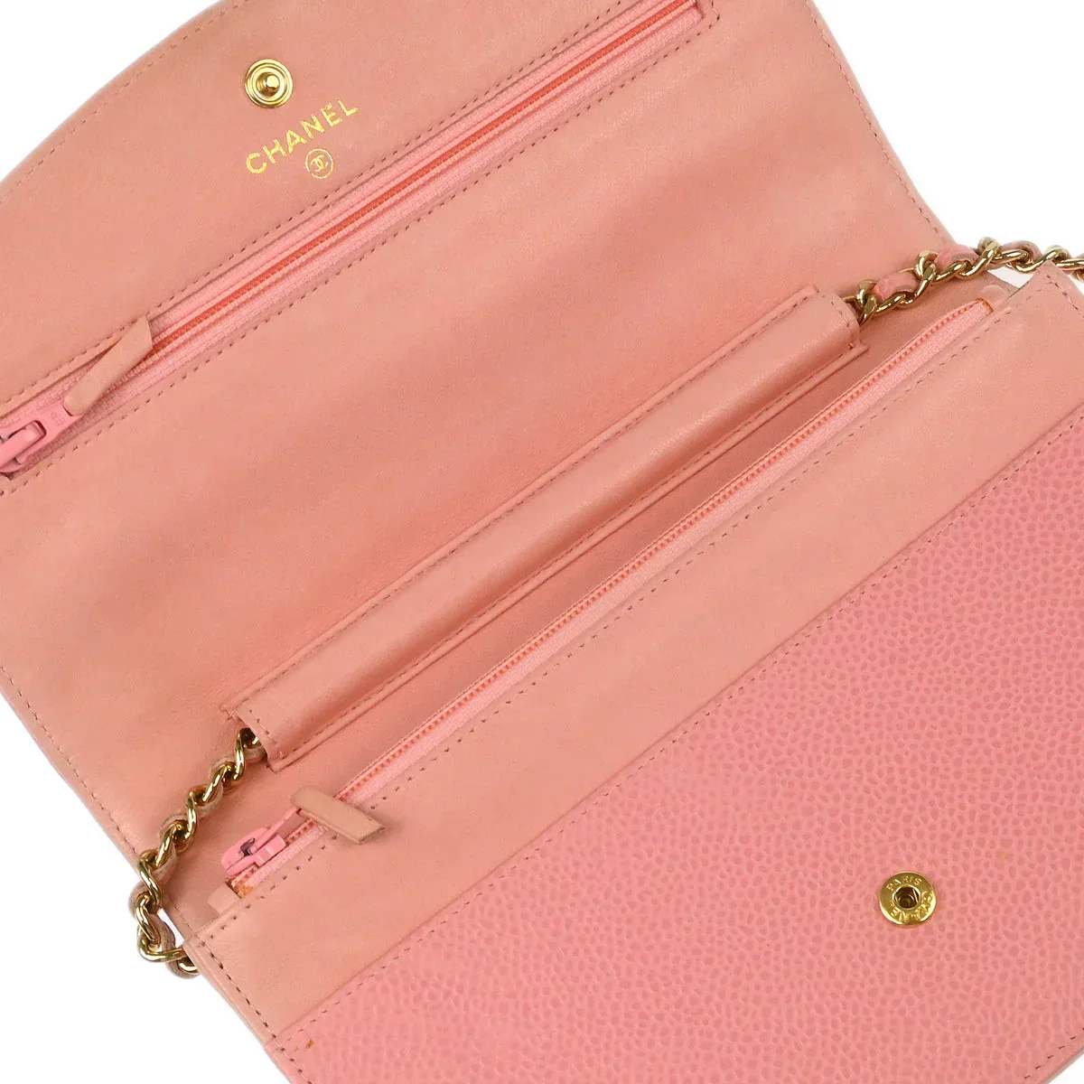 Chanel 2005-2006 Pink Caviar Timeless WOC Chain Shoulder Wallet Bag - Image 5