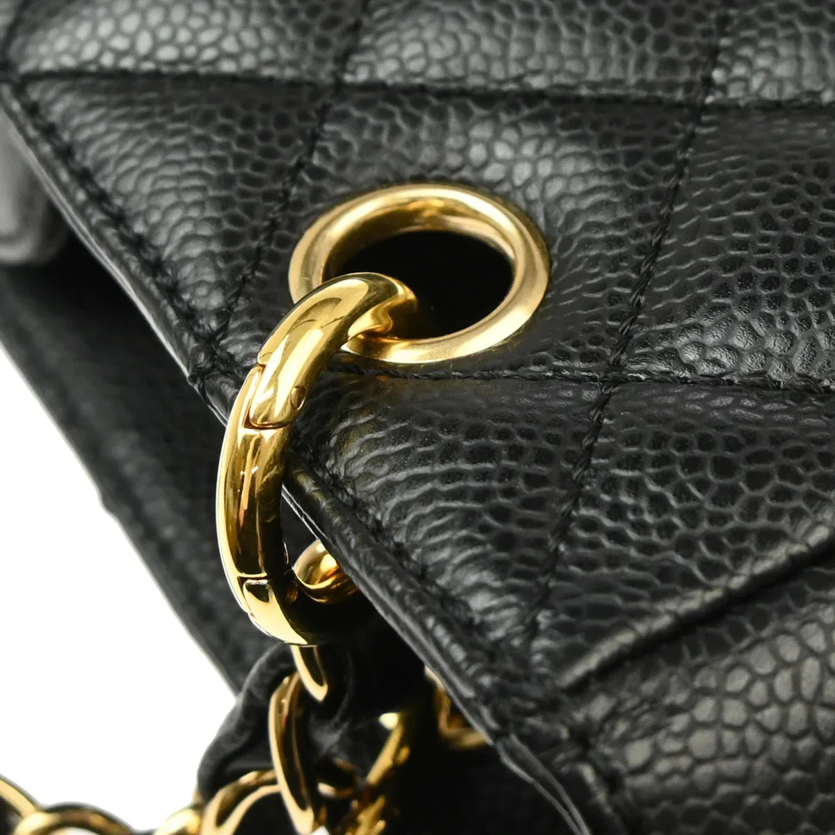 Chanel 2006-2008 Black Caviar Petite Shopping Tote PST Chain Handbag - Image 5