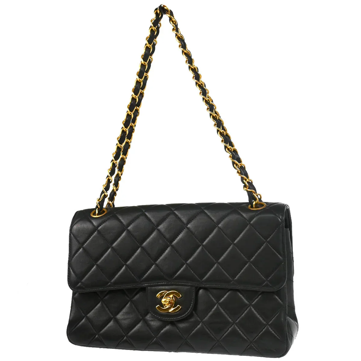 Chanel 1994-1996 Black Lambskin Double Sided Classic Flap Shoulder Bag - Image 2