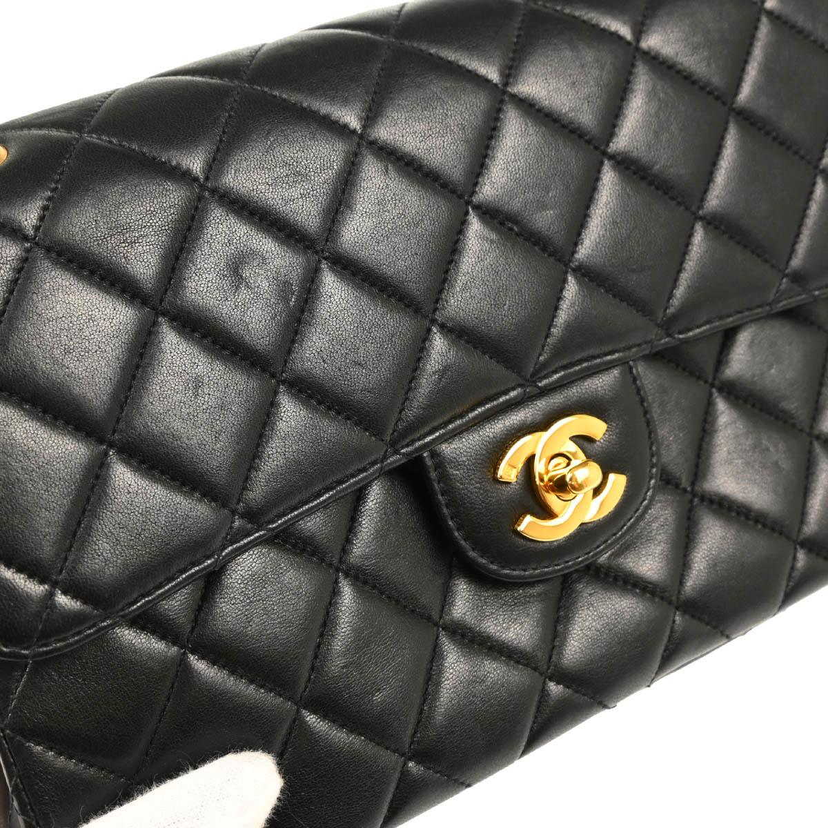 Chanel 1994-1996 Black Lambskin Double Sided Classic Flap Shoulder Bag - Image 7