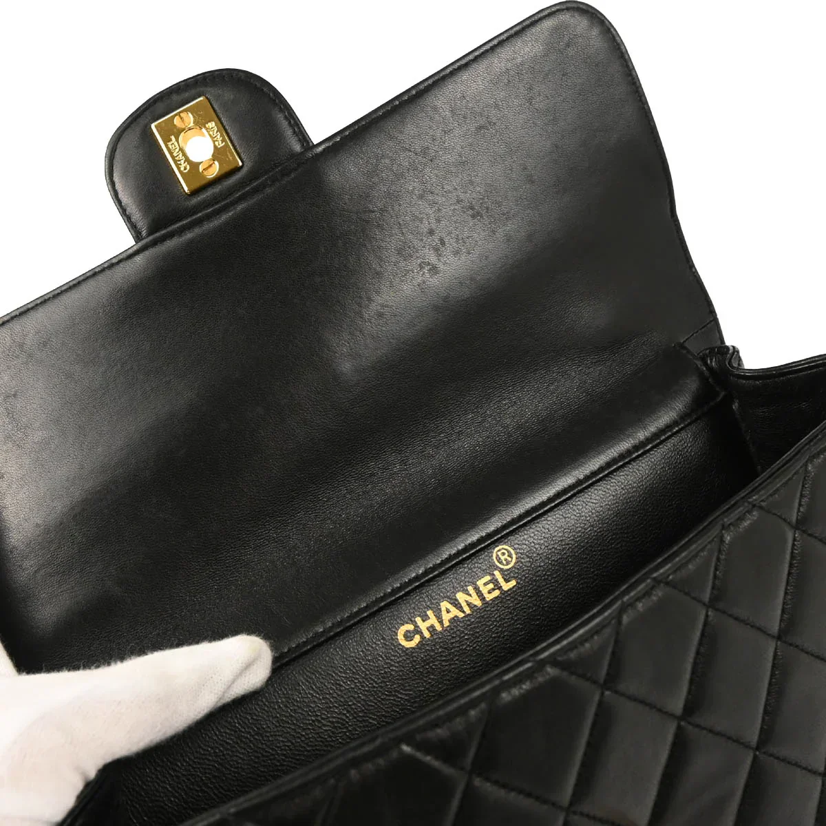 Chanel 1994-1996 Black Lambskin Double Sided Classic Flap Shoulder Bag - Image 9