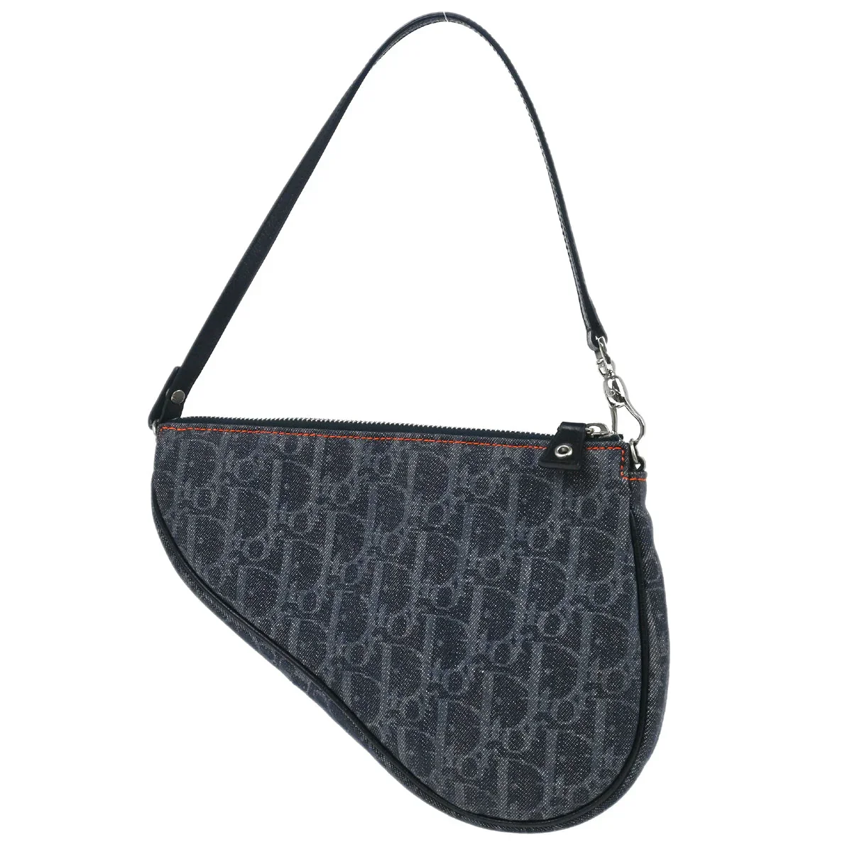 Christian Dior 2005 Navy Denim Trotter Saddle Handbag - Image 2