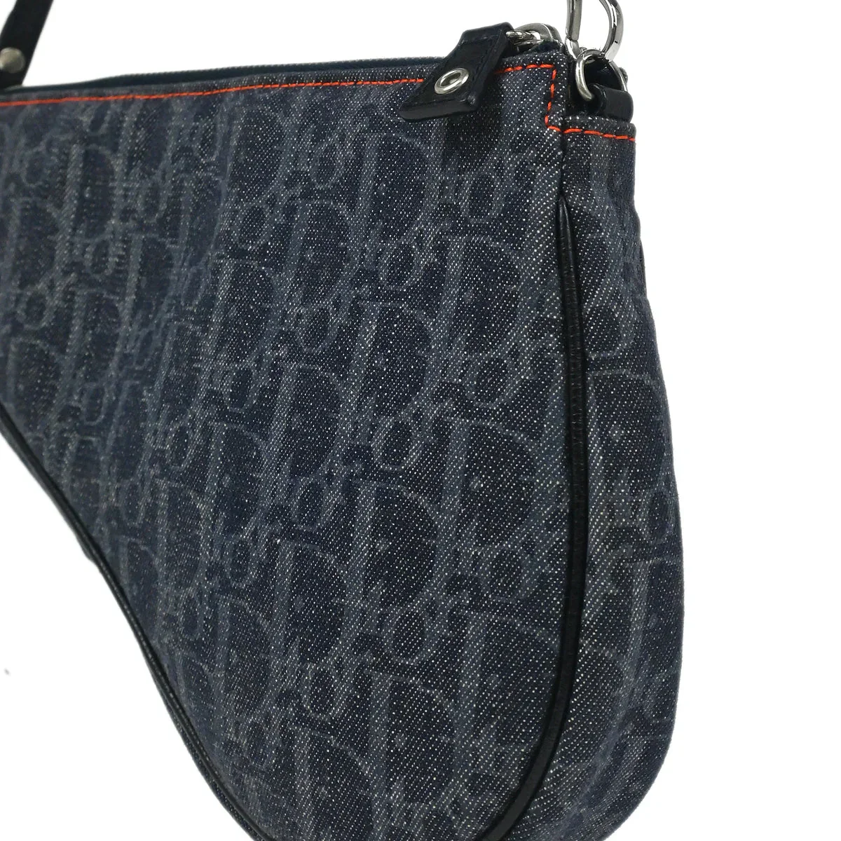 Christian Dior 2005 Navy Denim Trotter Saddle Handbag - Image 3
