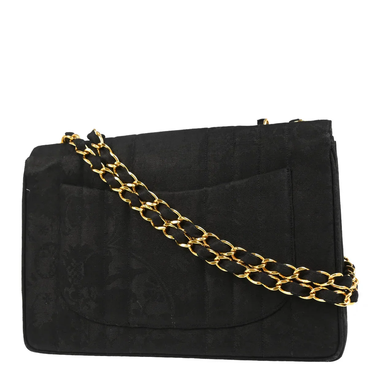 Chanel 1991-1994 Black Cotton Jumbo Mademoiselle Classic Flap Bag - Image 2