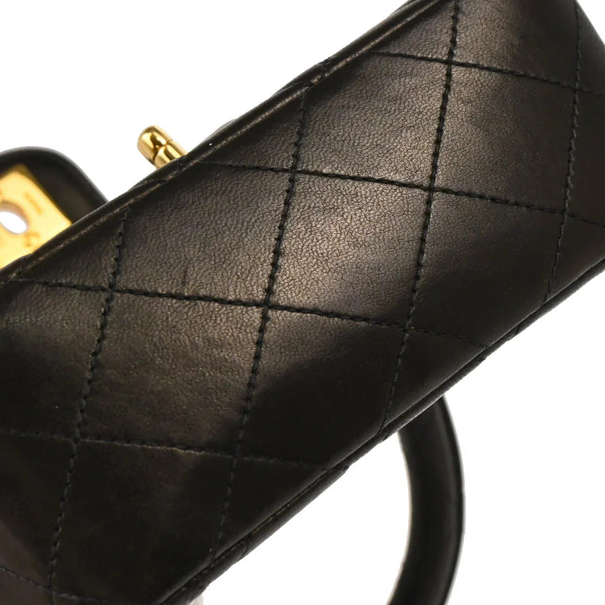 Chanel 1991-1994 Black Lambskin Micro Classic Flap Handbag - Image 5