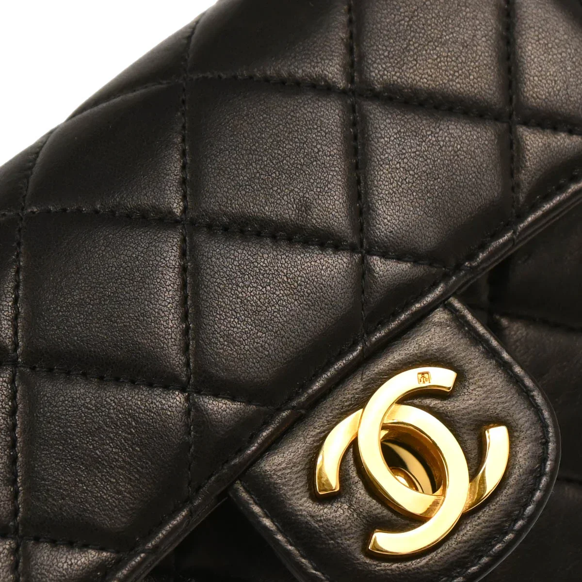 Chanel 1991-1994 Black Lambskin Micro Classic Flap Handbag - Image 6