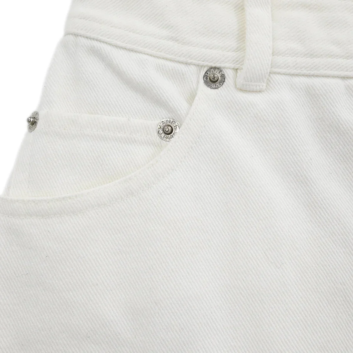 Chanel Long Denim Pants White #36 - Image 4