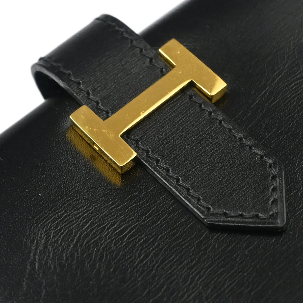 Hermes 1999 Black Box Calf Bearn Bifold Long Wallet - Image 4