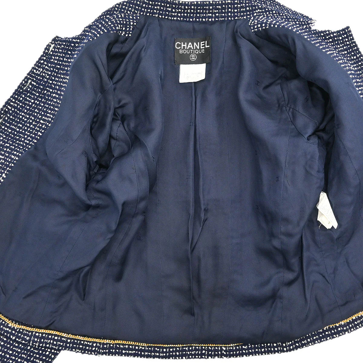 Chanel 1996 Setup Suit Jacket Skirt Navy #38 - Image 6