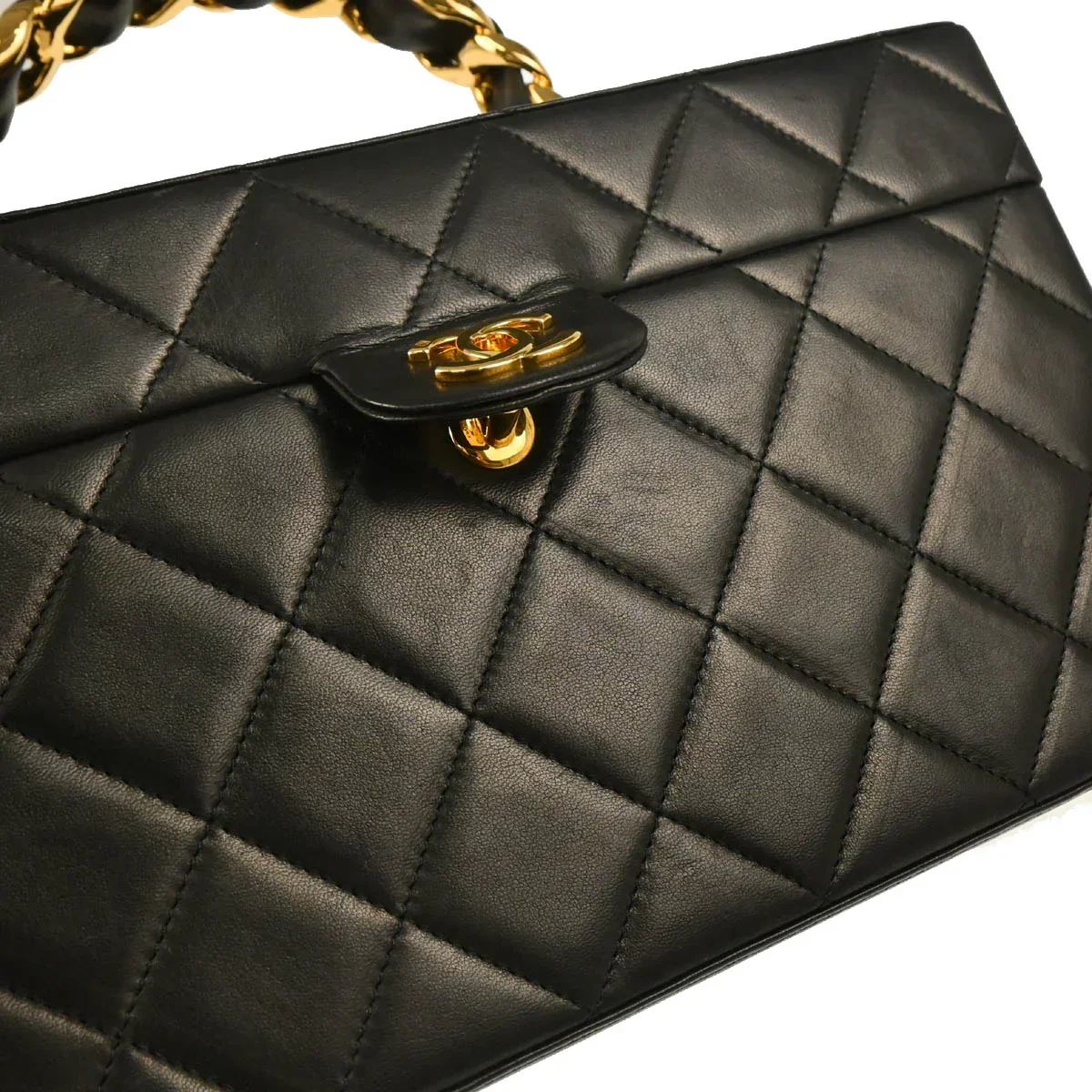 Chanel 1994-1996 Black Lambskin Vanity Handbag - Image 6