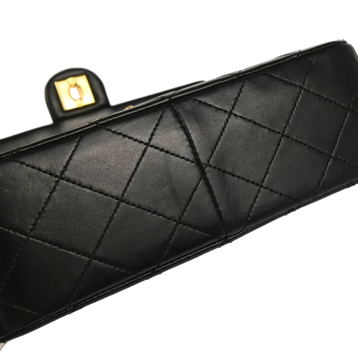 Chanel 1989-1991 Black Lambskin Classic Square Flap Shoulder Bag - Image 5