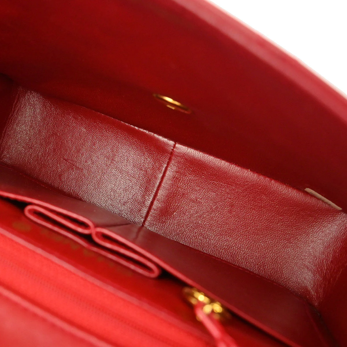 Chanel 1989-1991 Red Lambskin Classic Square Flap Shoulder Bag - Image 8