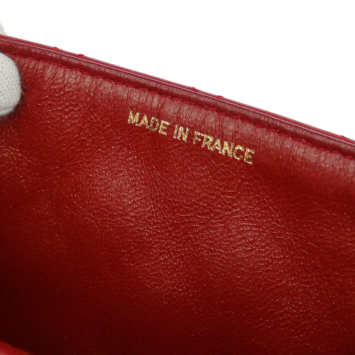 Chanel 1989-1991 Red Lambskin Classic Square Flap Shoulder Bag - Image 9