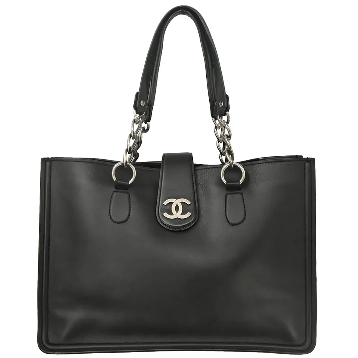Chanel 2005-2006 Black Calfskin Tote Bag - Image 2