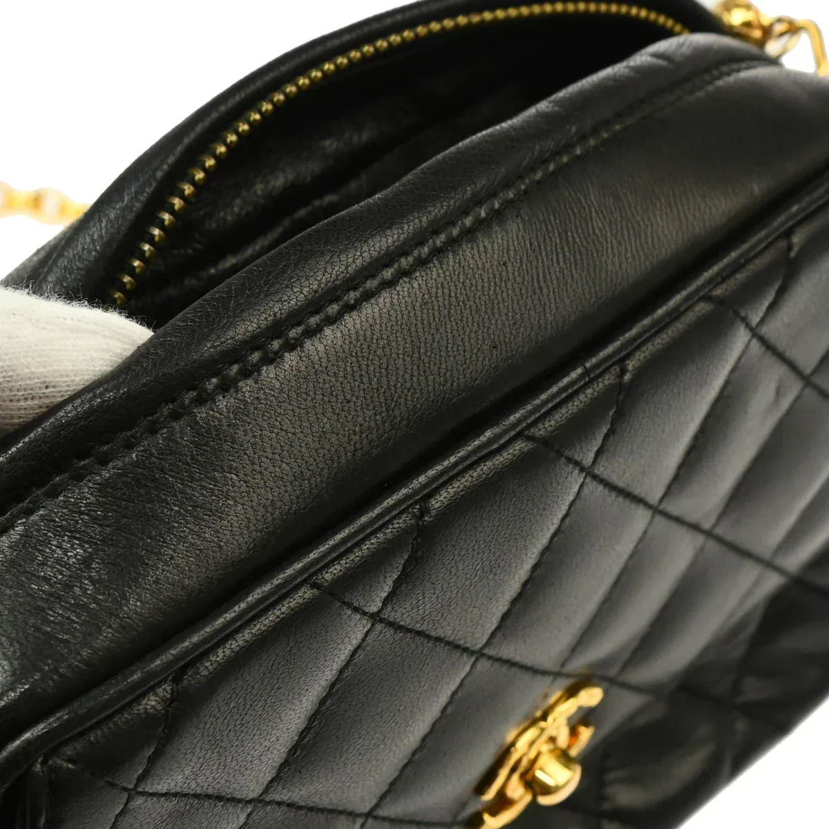 Chanel 1991-1994 Black Lambskin Camera Bag Mini - Image 8