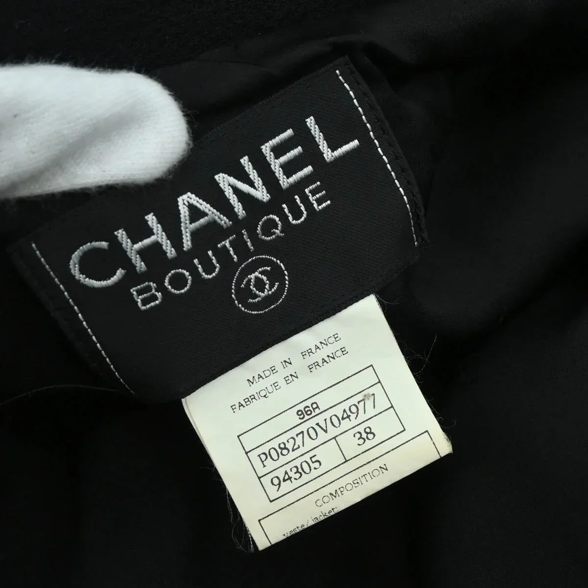 Chanel 1996 Single Breasted Jacket Black #38 - Image 9