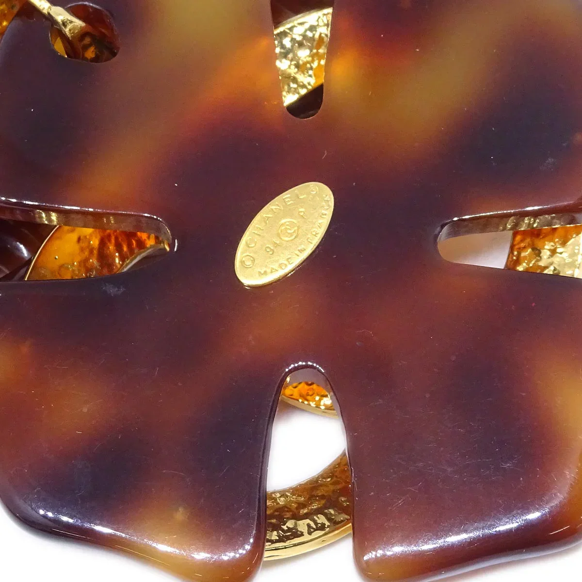Chanel Acrylic Chain Belt Clover Brown 94P Small Good - Image 3