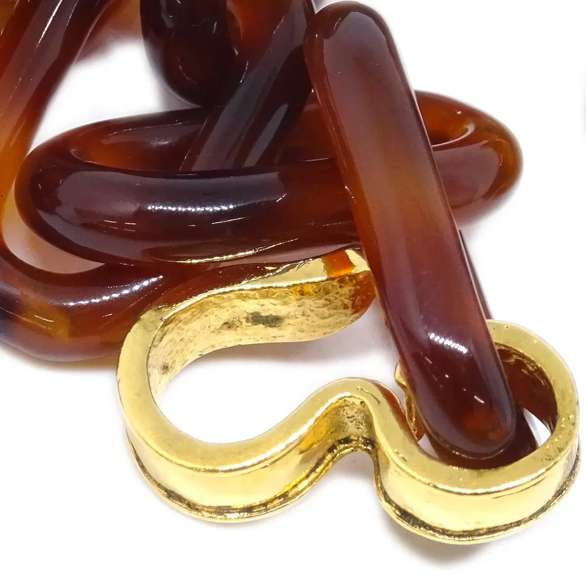 Chanel Acrylic Chain Belt Clover Brown 94P Small Good - Image 4