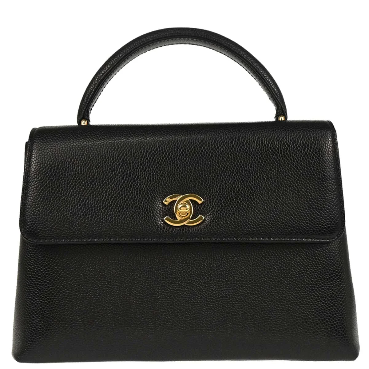 Chanel 1997-1999 Black Caviar Kelly Handbag