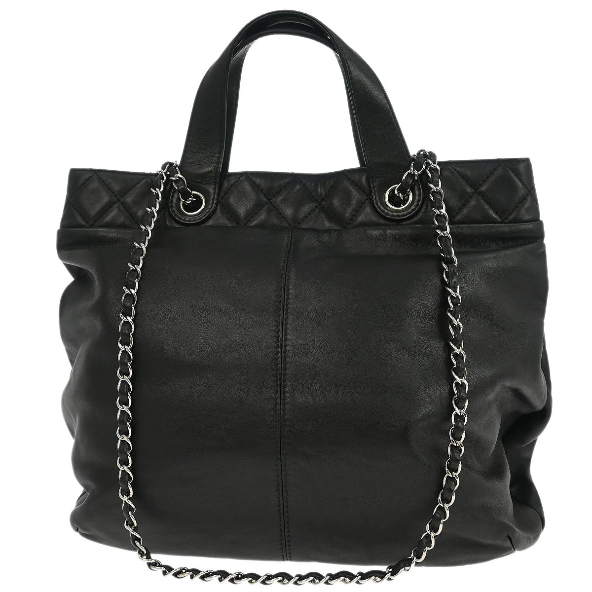 Chanel 2012-2013 Black Calfskin Trianon Tote 2way Shoulder Handbag - Image 2