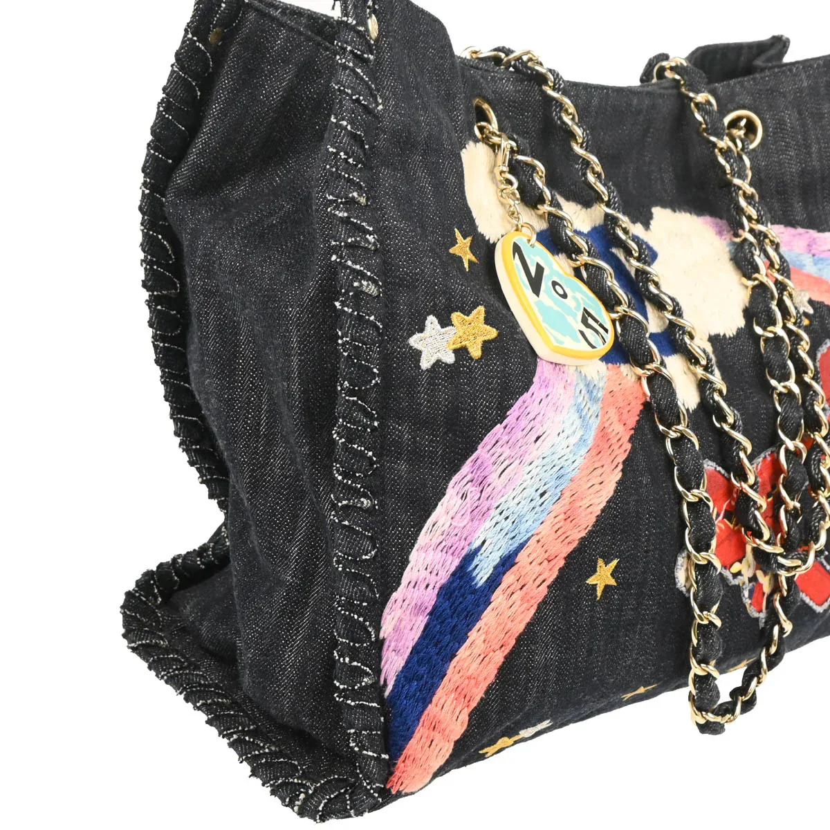 Chanel Navy Denim Night Flight Tote Bag - Image 3