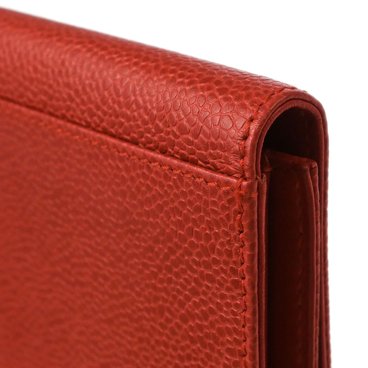 Chanel 1997-1999 Vermilion Red Caviar Long Trifold Wallet Purse - Image 3