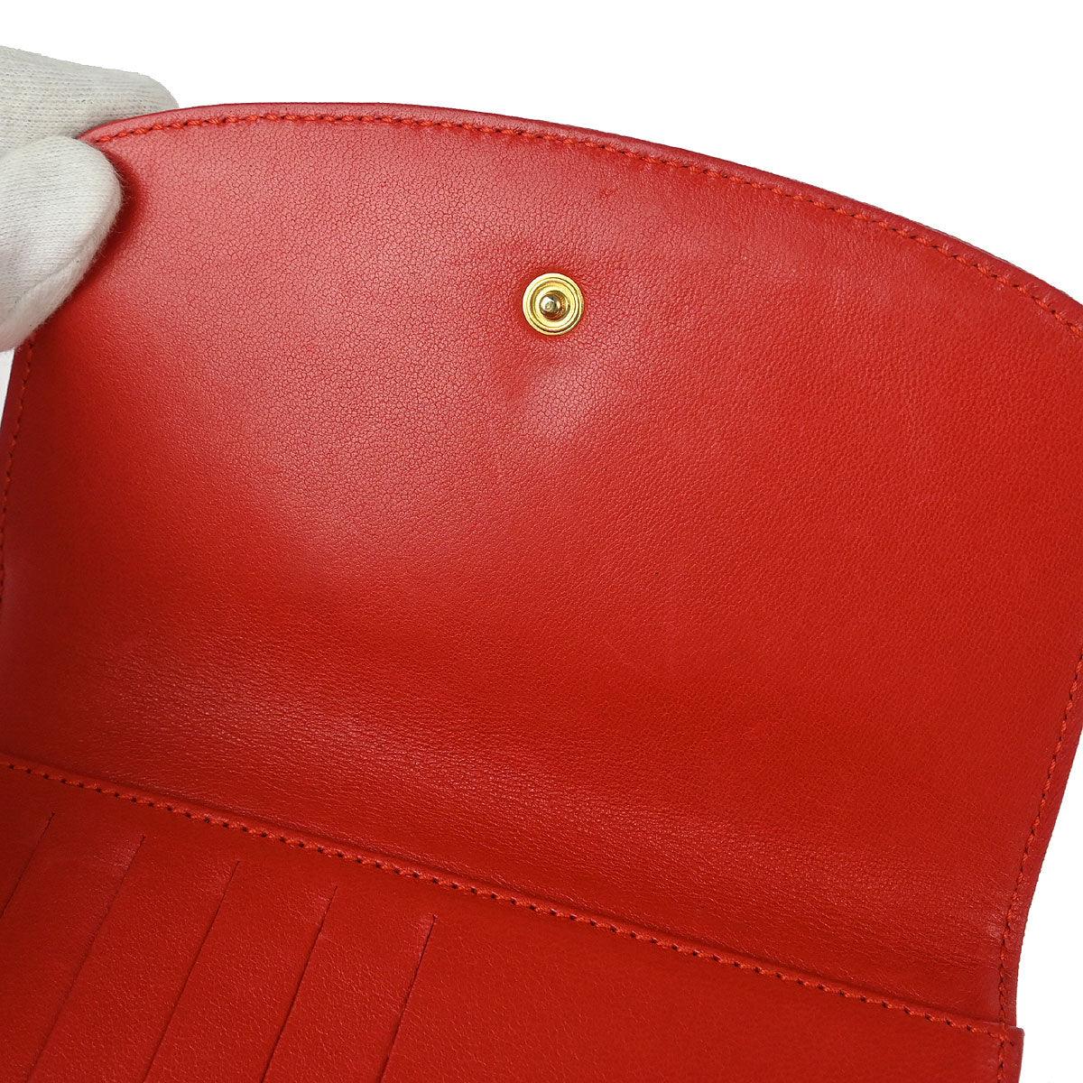 Chanel 1997-1999 Vermilion Red Caviar Long Trifold Wallet Purse - Image 5