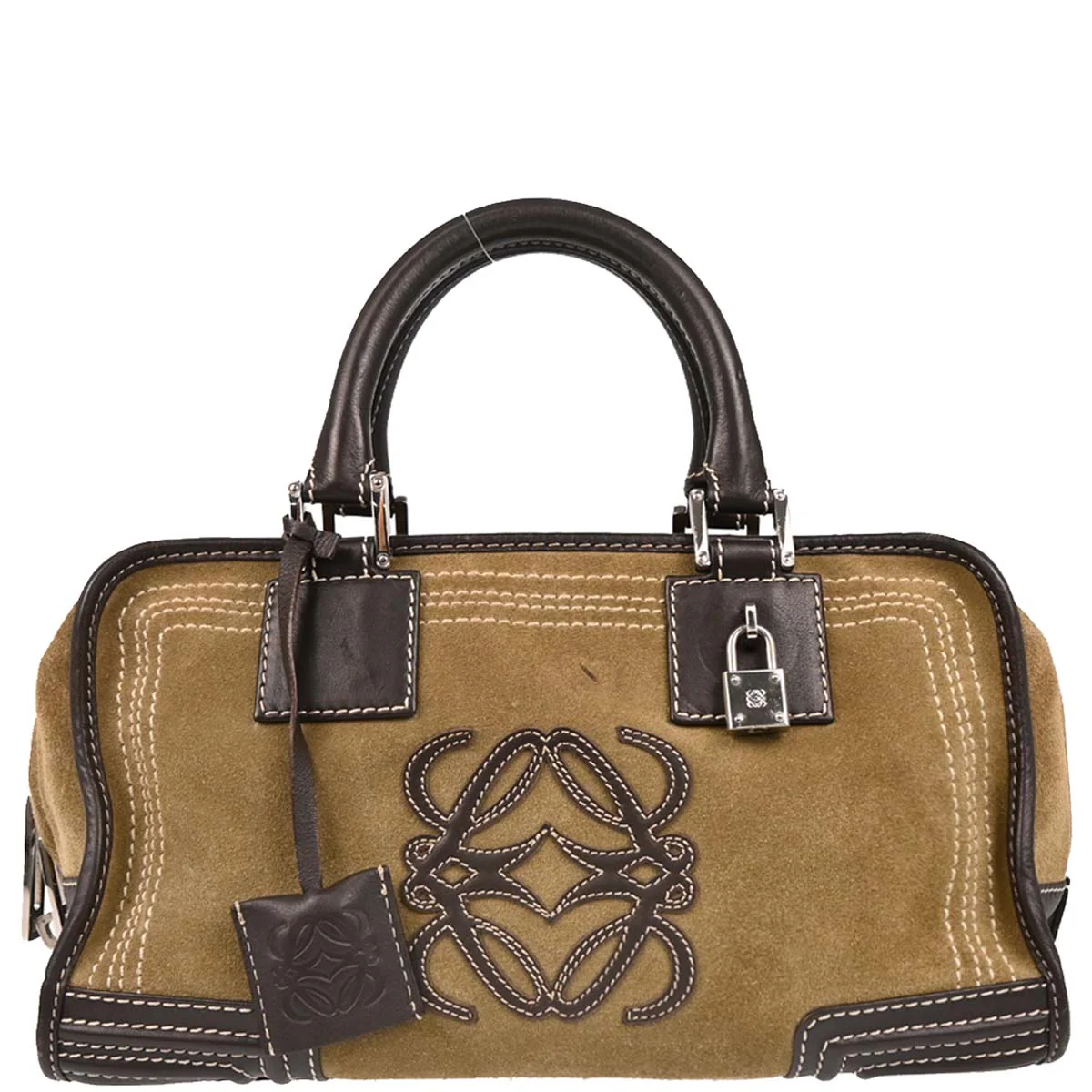 Loewe Beige Suede Amazona 28 Handbag