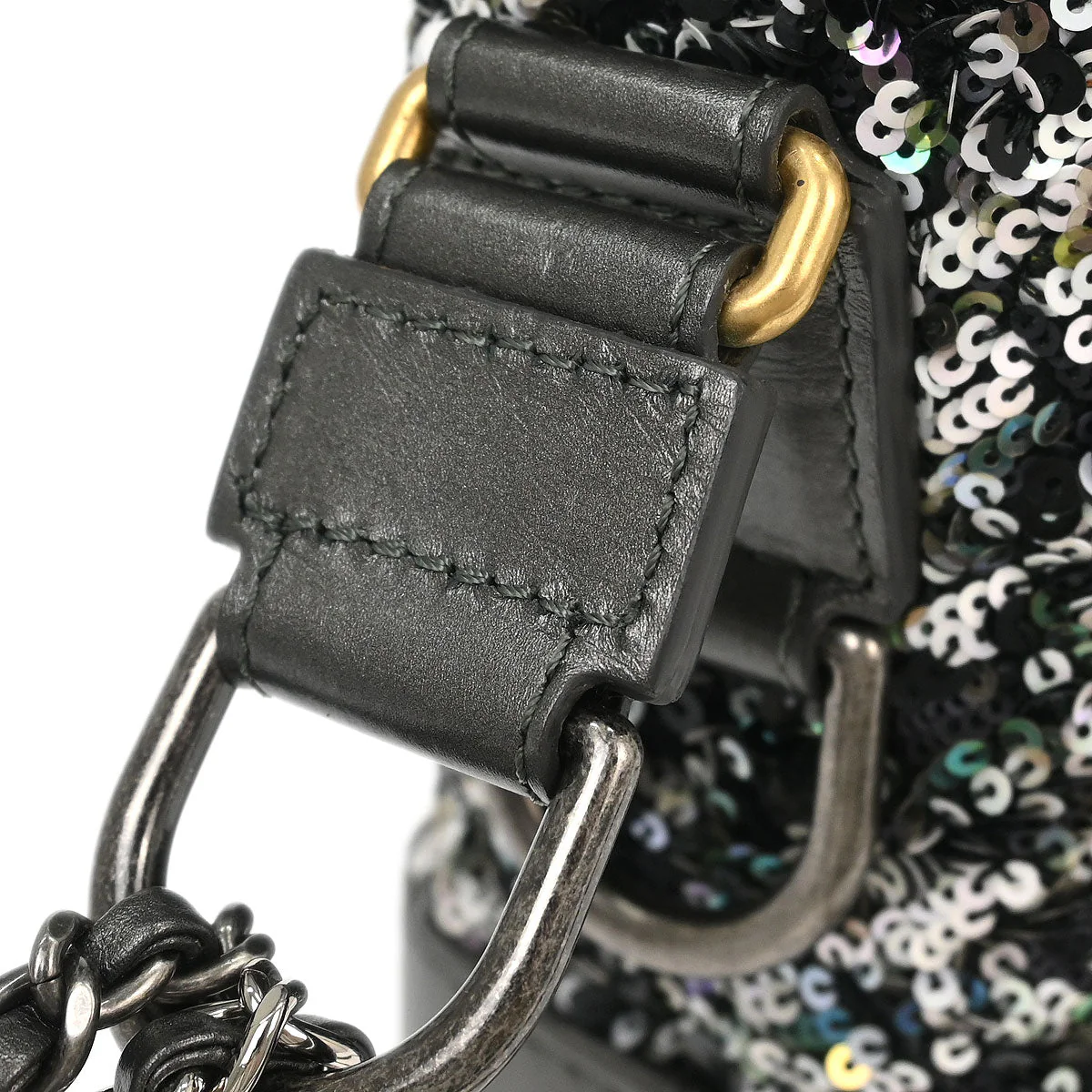 Chanel 2019 Gray Calfskin Sequins Small Gabrielle Shoulder Bag - Image 6