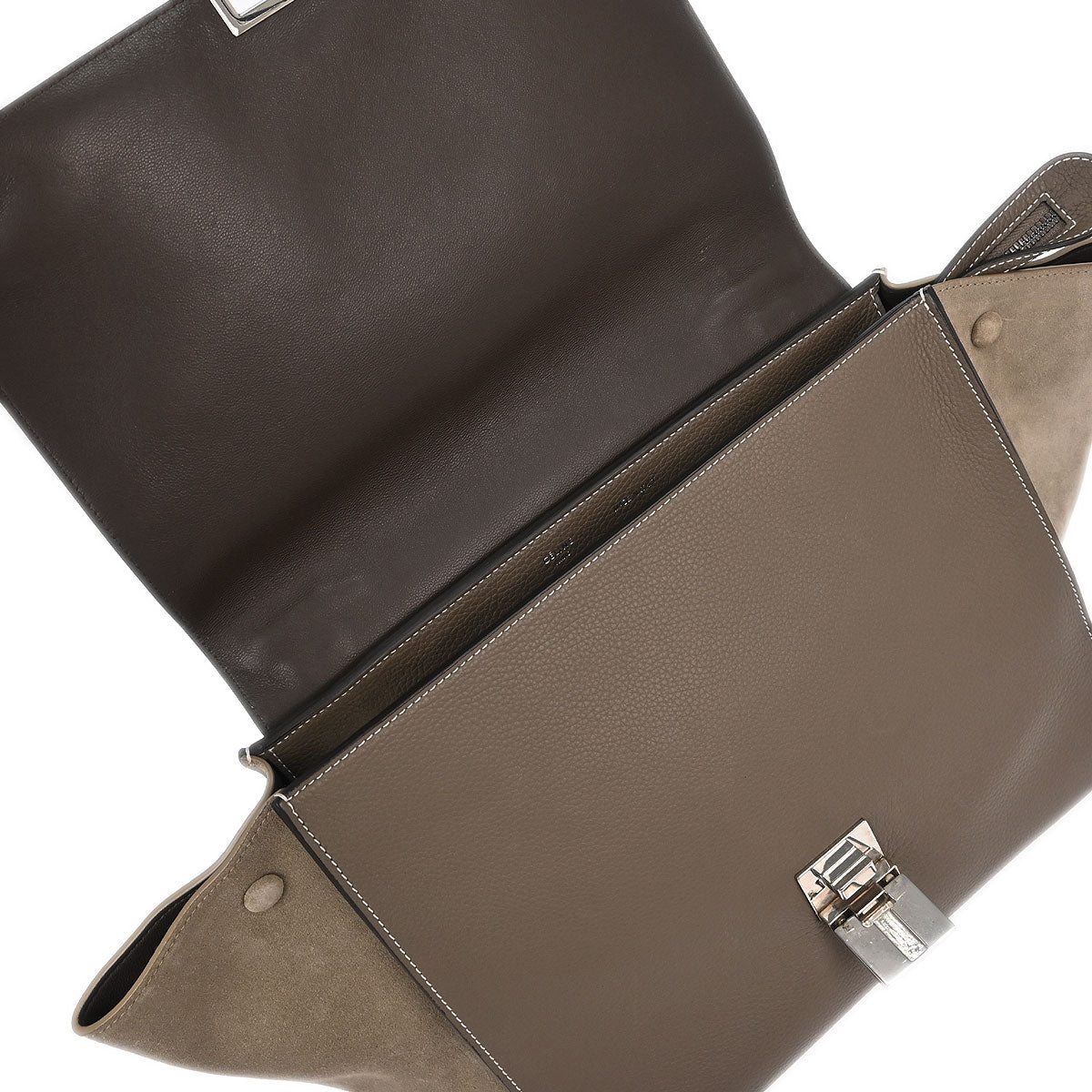 Celine Gray Leather Suede Trapeze 2way Shoulder Handbag - Image 7