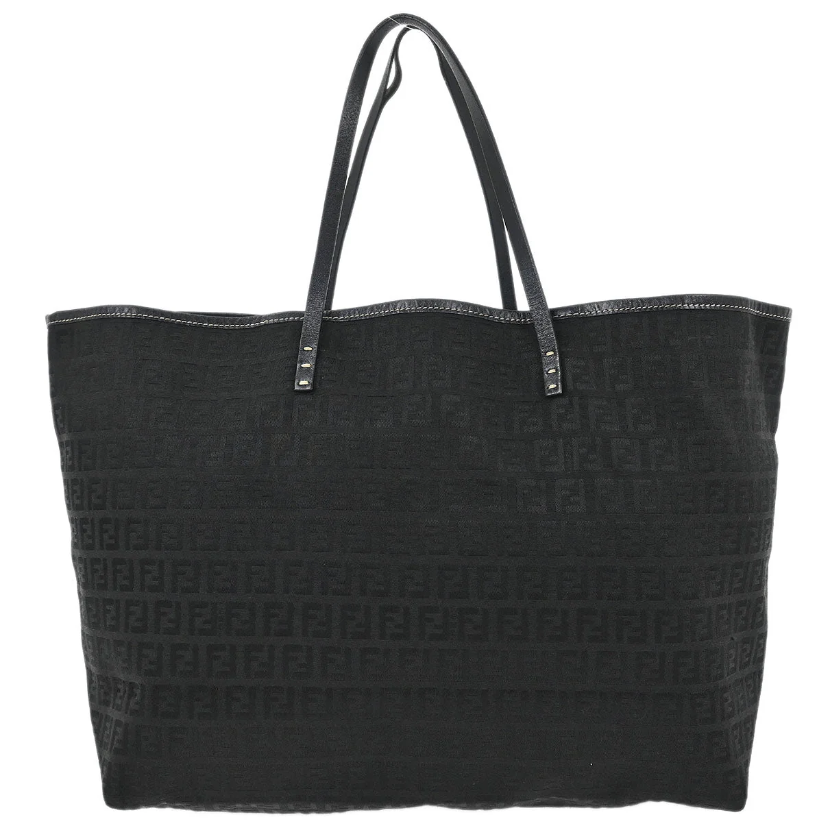 Fendi Black Canvas Zucchino Tote Handbag