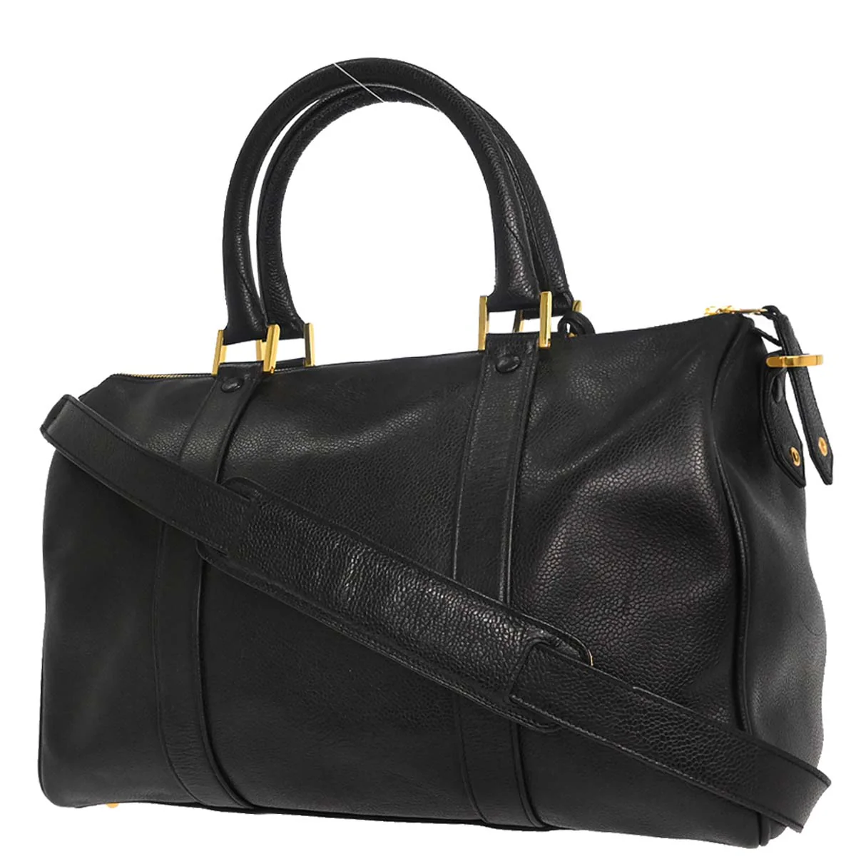 Chanel Black Caviar Skin 2way Shoulder Duffle Handbag - Image 2