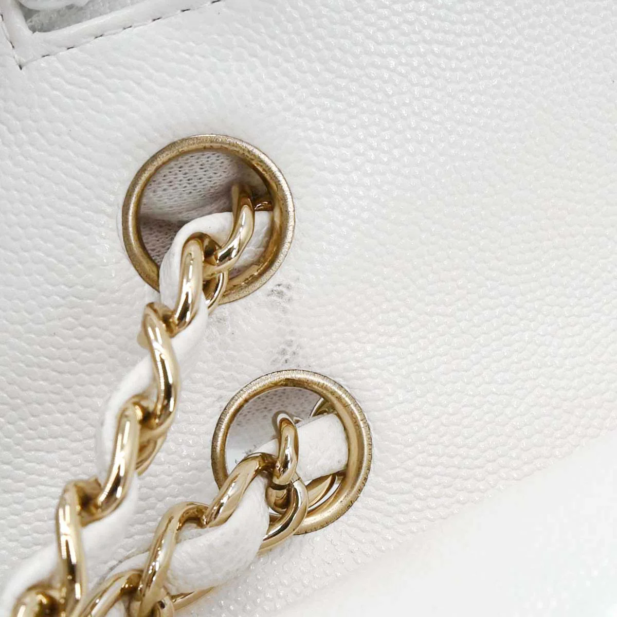 Chanel White Caviar Skin Medium Classic Double Flap Shoulder Bag - Image 13