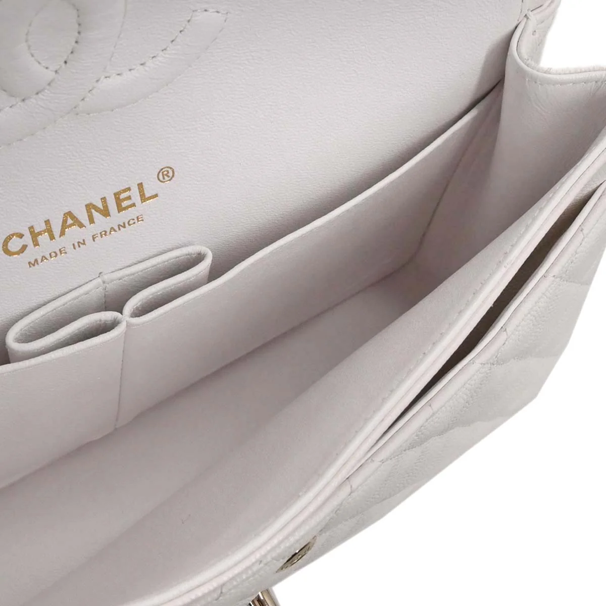 Chanel White Caviar Skin Medium Classic Double Flap Shoulder Bag - Image 15
