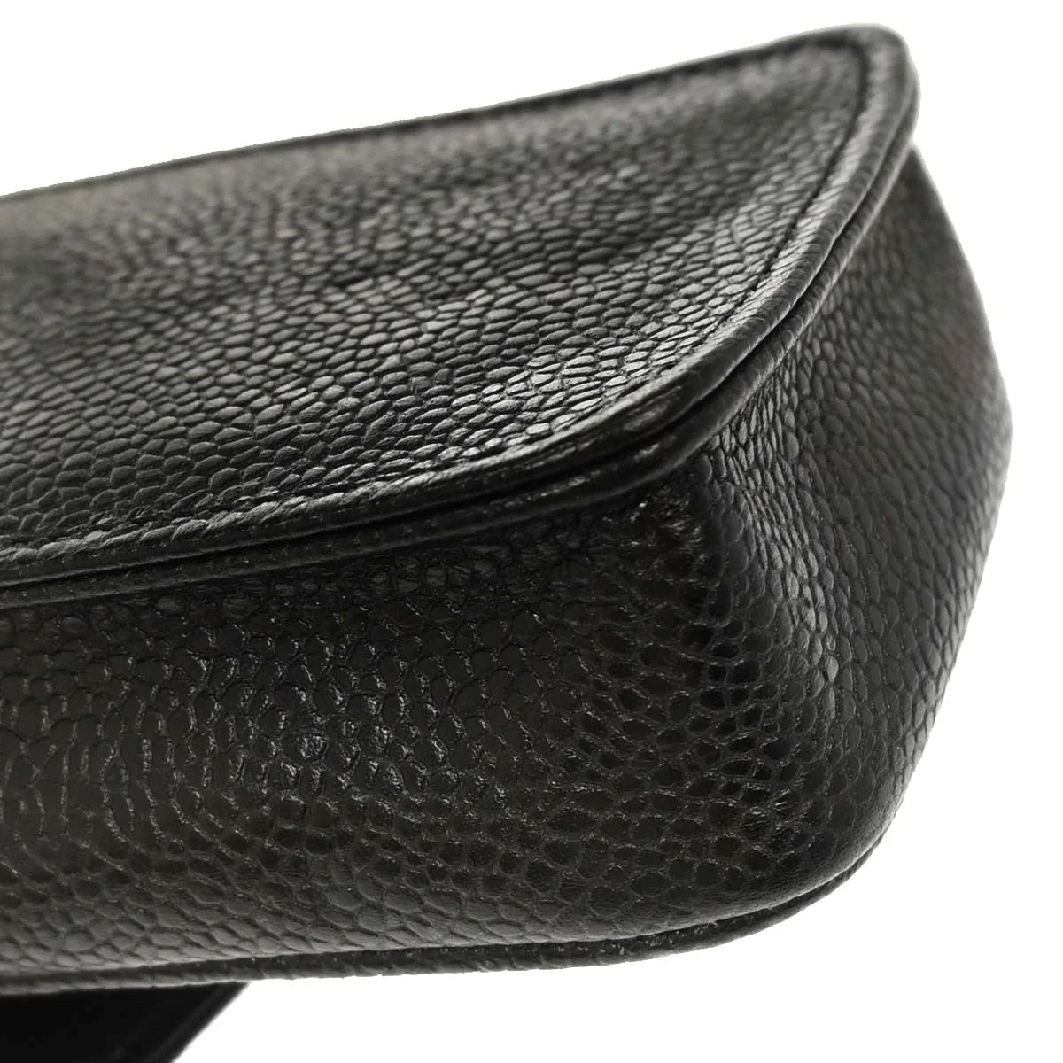 Chanel 1994-1996 Black Caviar Skin Chain Shoulder Bag Pochette Phone Case - Image 4