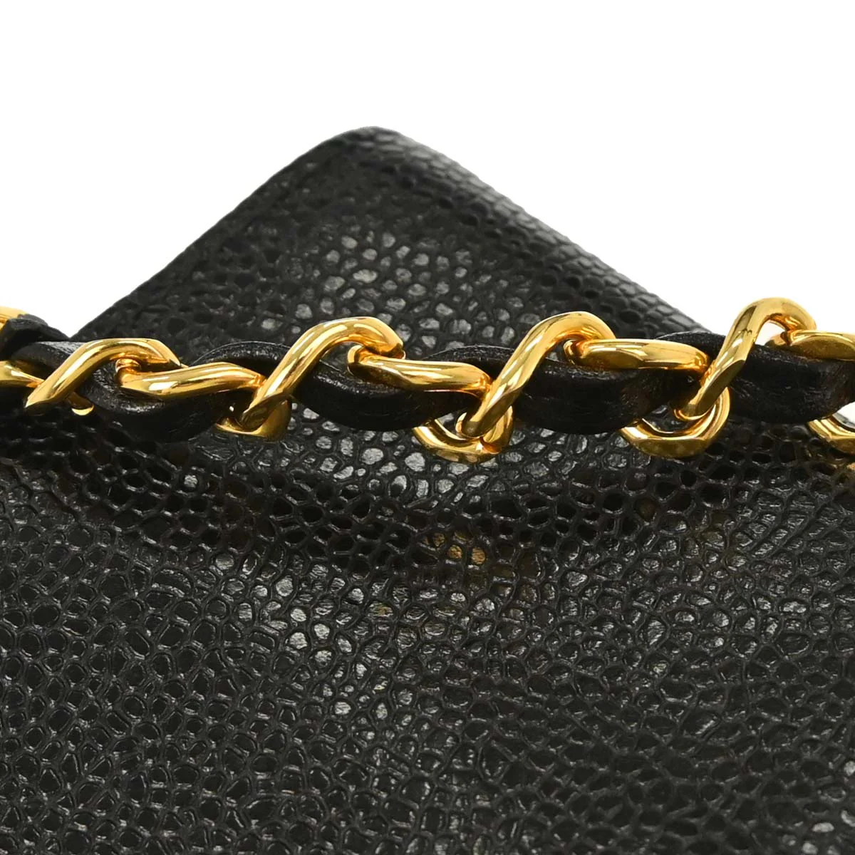 Chanel 1994-1996 Black Caviar Skin Chain Shoulder Bag Pochette Phone Case - Image 9