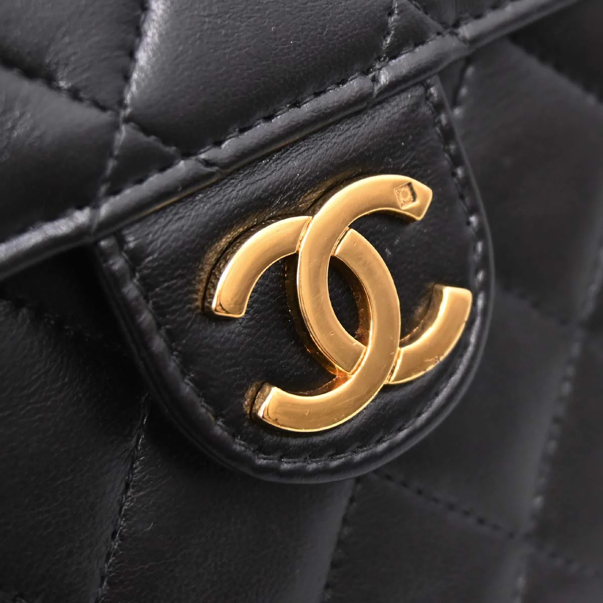 Chanel Black Lambskin Pushlock Small Half Flap Shoulder Bag - Image 13