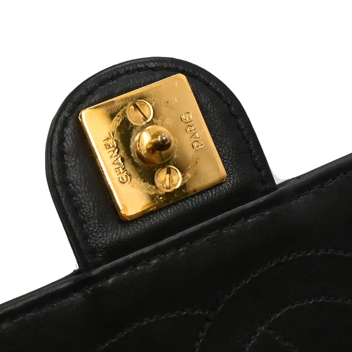 Chanel Black Lambskin Pushlock Small Half Flap Shoulder Bag - Image 14