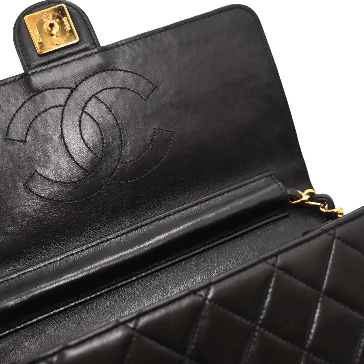 Chanel Black Lambskin Pushlock Small Half Flap Shoulder Bag - Image 15