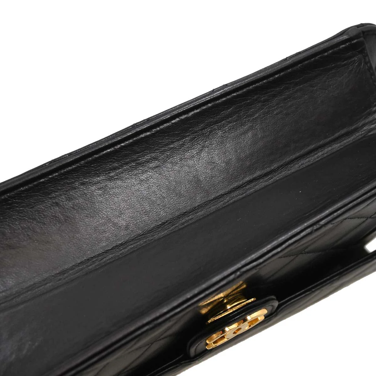 Chanel Black Lambskin Pushlock Small Half Flap Shoulder Bag - Image 3